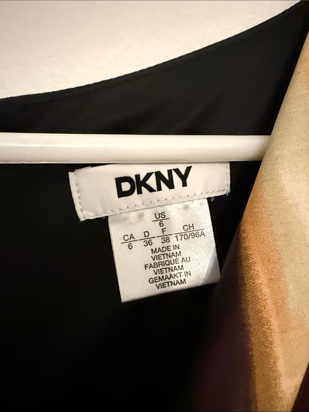 DKNY Black Maxi Dress with Gold and Plum Brushstroke Print - Picture 2 of 4